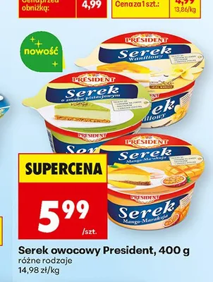 Serek owocowy President o smaku pistacjowym promocja w Biedronka