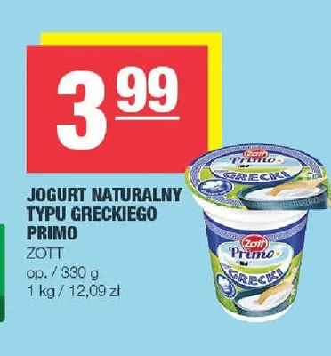 Jogurt naturalny typu greckiego Primo Zott promocja w SPAR
