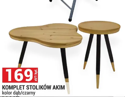 Komplet stolików Akim kolor dąb/czarny promocja w Merkury Market