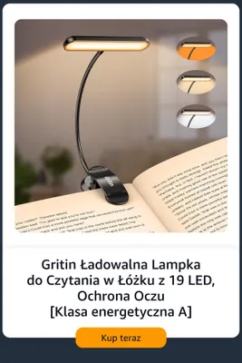 Gritin ładowalna lampka do czytania w łóżku z 19 LED ochrona oczu promocja w Amazon