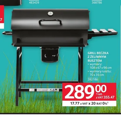 Grill beczka z żeliwnym rusztem promocja w Selgros