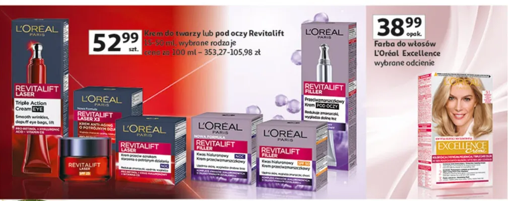 Krem do twarzy lub pod oczy Revitalift promocja w Auchan