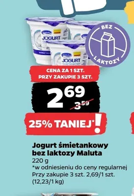 Jogurt śmietankowy bez laktozy Maluta promocja w Netto