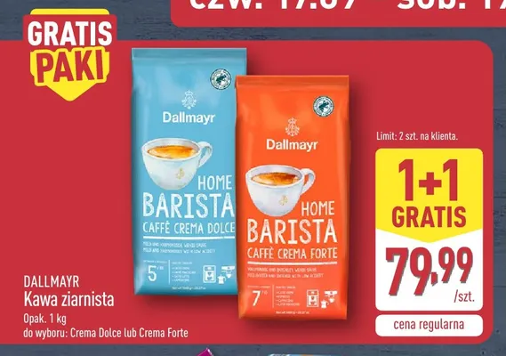 Kawa ziarnista Crema Dolce Dallmayr promocja w Aldi