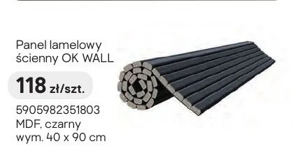 Panel lamelowy ścienny OK WALL MDF czarny wym. 40x90cm promocja w Castorama