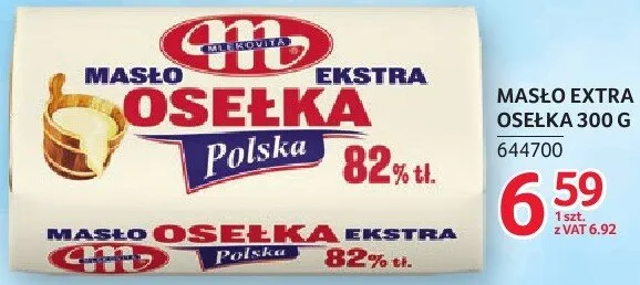 Masło Extra Osełka Mlekovita 82% promocja w Selgros