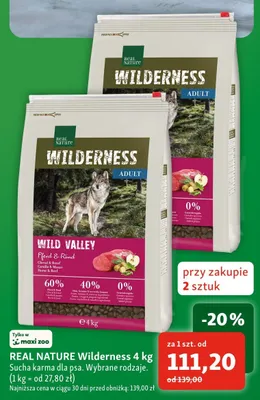 Sucha karma dla psa Real Nature Wilderness promocja w MAXI ZOO
