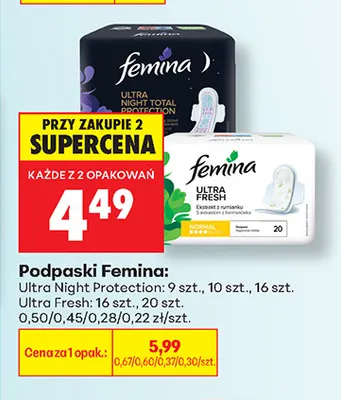 Podpaski Femina Ultra Fresh promocja w Biedronka