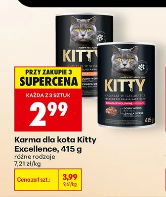 Karma dla kota Kitty Excellence kawałki w galaretce z wołowiną promocja w Biedronka