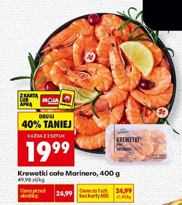 Krewetki całe gotowane Marinero promocja w Biedronka
