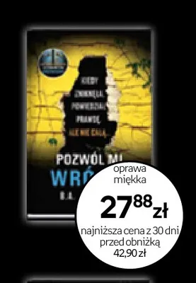 Książka Pozwól mi wrócić B.A. Paris promocja w Empik