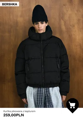 Kurtka pikowana z kapturem Bershka promocja w Bershka