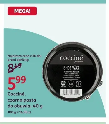 Czarna pasta do obuwia Cocciné Shoe Wax promocja w Rossmann