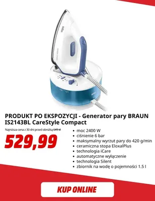 Generator pary Braun IS2143BL CareStyle Compact promocja w Media Markt