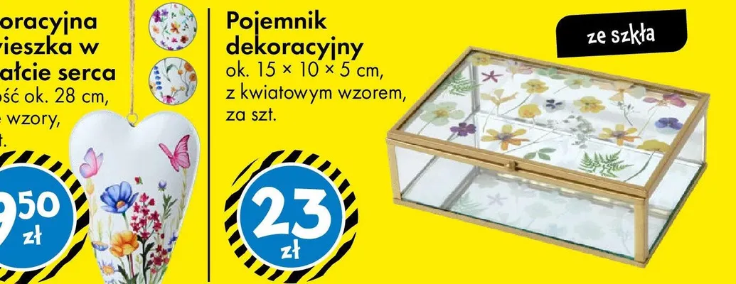 Pojemnik dekoracyjny ok. 15 × 10 × 5 cm, z kwiatowym wzorem promocja w Tedi
