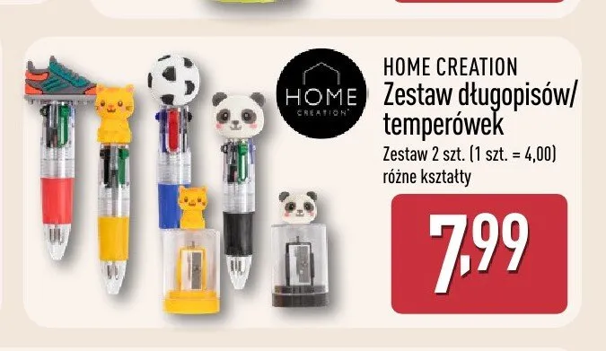 Zestaw długopisów i temperówek Home Creation 2-pak promocja w Aldi