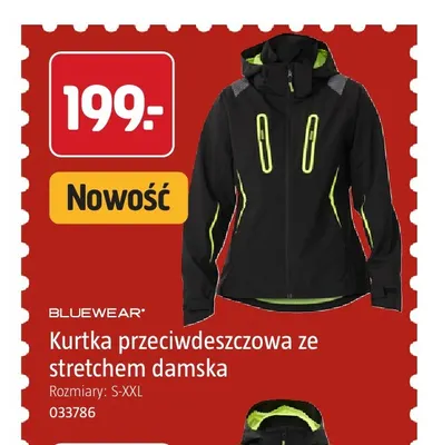 Kurtka przeciwdeszczowa ze stretchem damska Bluewear promocja w Jula