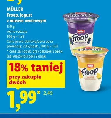Jogurt z musem owocowym Müller Froop promocja w Lidl