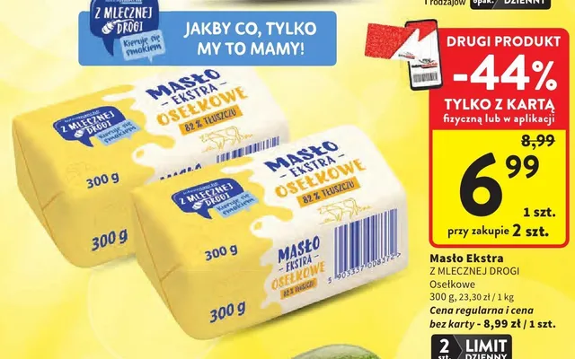 Masło ekstra osełkowe Z Mlecznej Drogi promocja w Intermarche