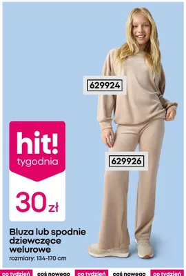 Spodnie dziewczęce welurowe promocja w Pepco