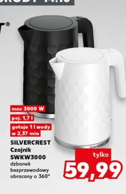 Czajnik SWKW3000 dzbanek bezprzewodowy obracany o 360° 1,7 l Silvercrest promocja w Kaufland