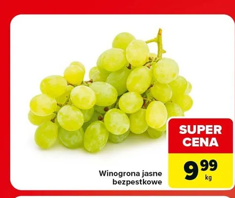 Winogrona jasne bezpestkowe promocja w Carrefour Market