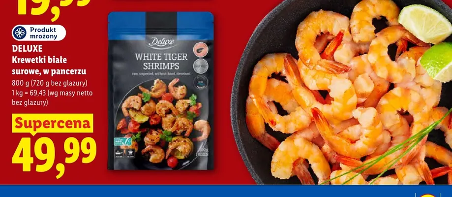 Krewetki białe surowe w pancerzu Deluxe promocja w Lidl