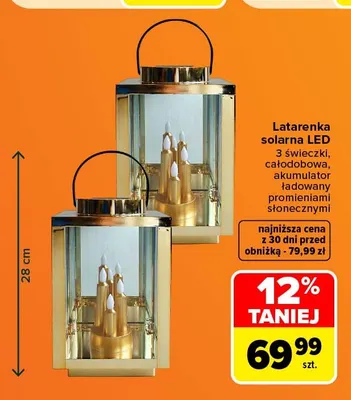 Latarenka solarna LED 3 świeczki promocja w Carrefour