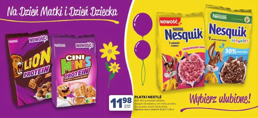 Płatki śniadaniowe Nestlé Cini Minis Protein promocja w Stokrotka