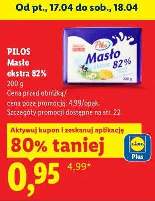 Masło ekstra Pilos promocja w Lidl