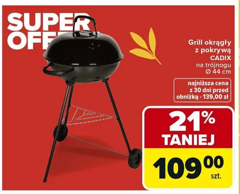 Grill okrągły z pokrywą promocja w Carrefour