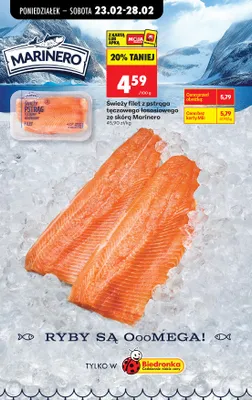 Świeży filet z pstrąga tęczowego łososiowego ze skórą promocja w Biedronka