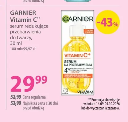 Vitamin C serum redukujące przebarwienia do twarzy Garnier promocja w Hebe
