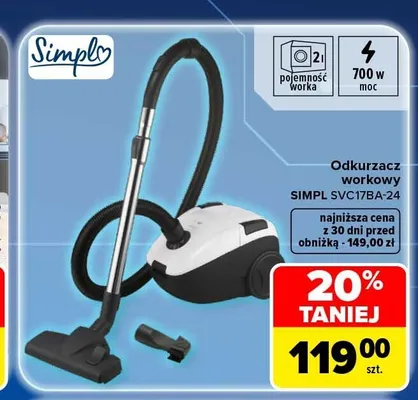Odkurzacz workowy Simply SVC17BA-24 promocja w Carrefour