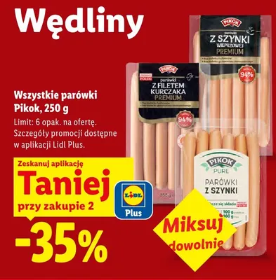 Parówki z szynki Pikok Pure promocja w Lidl
