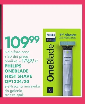 Elektryczna maszynka do golenia Philips OneBlade First Shave QP1324/20 promocja w Super-Pharm