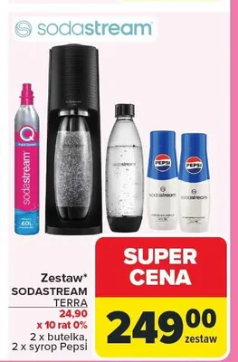 Zestaw TERRA butelka szklana 1l, 2 x butelka, 2 x syrop Pepsi promocja w Carrefour