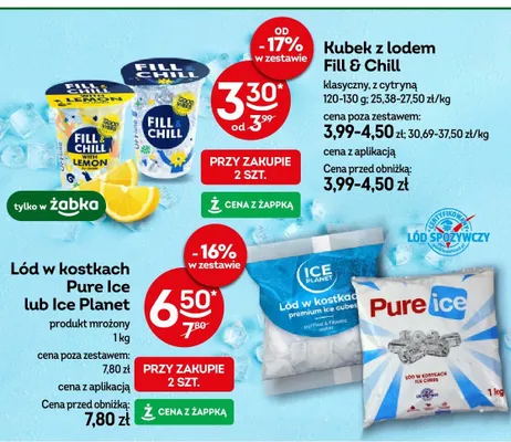 Lód w kostkach Pure Ice lub Ice Planet promocja w Żabka