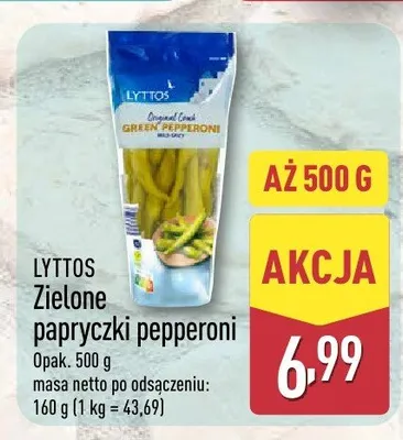 Zielone papryczki pepperoni Lyttos promocja w Aldi