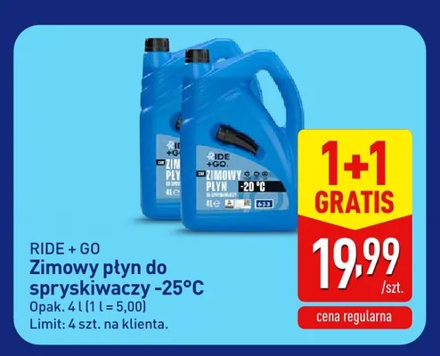 Zimowy płyn do spryskiwaczy -25°C Ride + Go promocja w Aldi