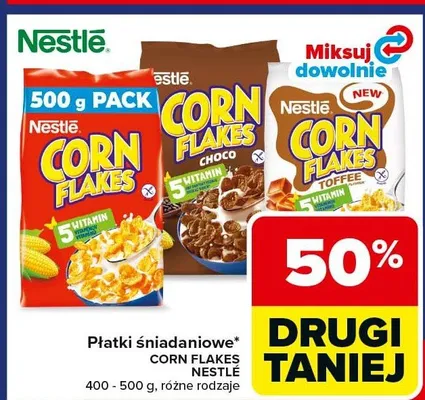 Płatki śniadaniowe Corn Flakes różne rodzaje promocja w Carrefour