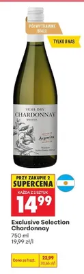 Wino Exclusive Selection Chardonnay Argentyna promocja w Biedronka
