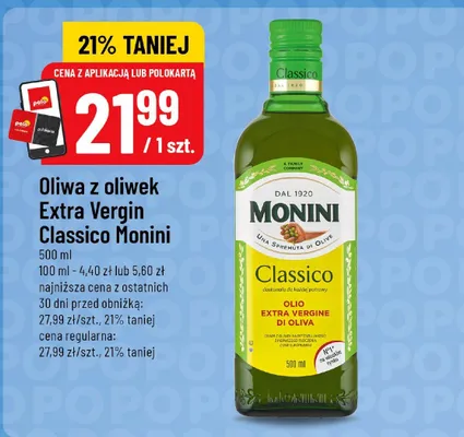 Oliwa z oliwek Extra Vergin Classico Monini promocja w POLOmarket