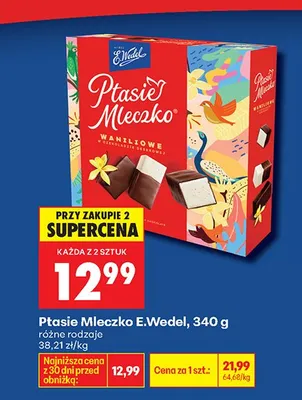 Ptasie mleczko, różne rodzaje E.Wedel promocja w Biedronka