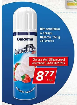 Bita śmietanka w sprayu Bakoma promocja w LEWIATAN