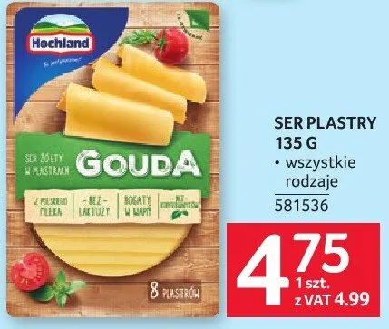 Ser plastry Hochland Gouda 8 plastrów promocja w Selgros