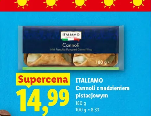 Cannoli z nadzieniem pistacjowym Italiamo promocja w Lidl