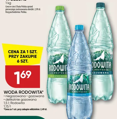 Woda delikatnie gazowana Rodowita promocja w Chata Polska