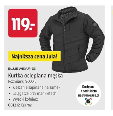 Kurtka ocieplana męska Bluewear promocja w Jula