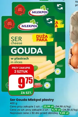Ser Gouda Mlekpol plastry promocja w Dino